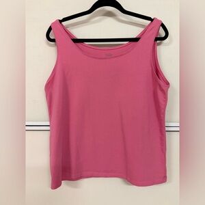 Eileen Fisher Sz XL 90% Organic Cotton Rose Pink Scoop Neck Crop Tank USA